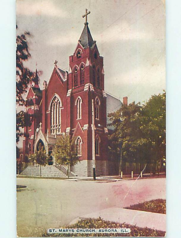 Scratched - Divided-Back CHURCH SCENE Aurora Illinois IL p5158