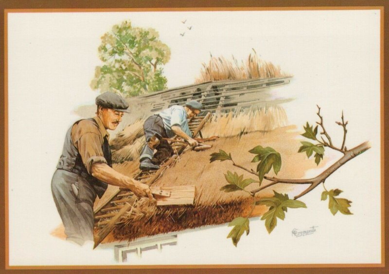 Occupations Postcard - Country Crafts - Thatching by Malcolm Greensmith RR9411