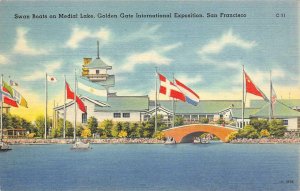 Swan Boats on Medial Lake GGIE San Francisco 1939 Expo Vintage Postcard