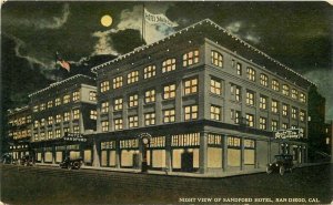 Autos C-1910 Night View Sandford Motel Postcard San Diego California Eno 11726