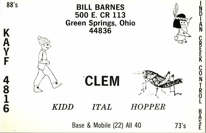 QSL Radio Card From Green Springs Ohio KAYF 4816