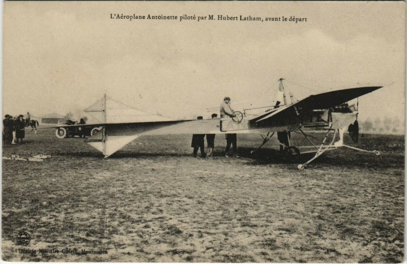 PC CPA AVIATION L'AÉROPLANE ANTOINETTE HUBERT LATHAM Vintage Postcard (b24137)