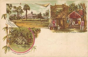 Indonesia Buitenzorg Singosari Kampong Poort Gardoe Huisje Litho Postcard 04.85