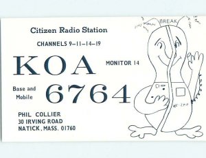 Pre-1980 RADIO CARD - CB HAM OR QSL Natick - Near Framingham & Boston MA AH1045