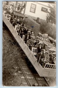 Colorado Springs CO Postcard RPPC Photo Mt. Manitou Scenic Incline Trip Summit