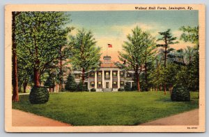 Lexington Kentucky~Panorama Walnut Hall Farm~Vintage Linen Postcard