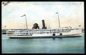 dc1352 - ST. JOHN New Brunswick Postcard 1907 Steamer CALVIN AUSTIN