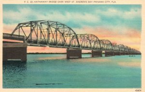 Vintage Postcard Hathaway Bridge Over West St. Andrews Bay Panama City Florida