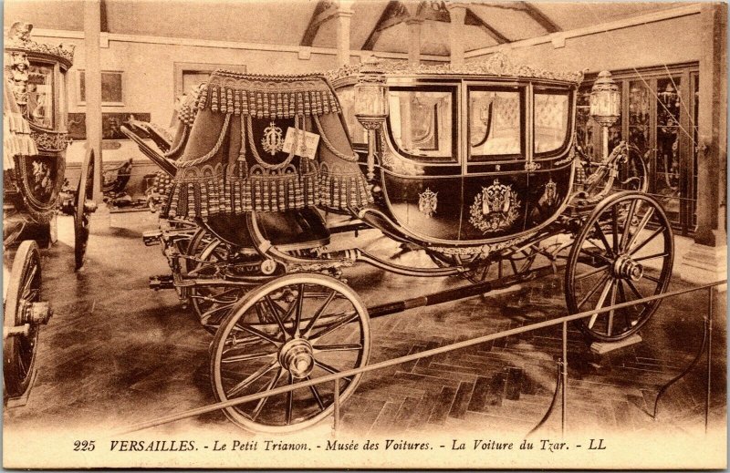 Vtg Versailles France The Petit Trianon Carriage Museum The Czar's Car Postcard