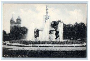 c1905 View Of Park Fountain Hartford Connecticut CT Rotograph Antique Postcard 