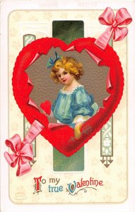 J70/ Valentine's Day Love Holiday Postcard c1910 Heart Pretty Girl 123