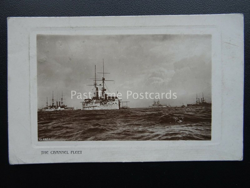 Military Vessel Royal Navy THE CHANNEL FLEET c1909 RP Old Postcard