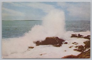 High Surf On The Rugged Maine Coastline~Photo By Paul Knaut Jr~Vintage Postcard