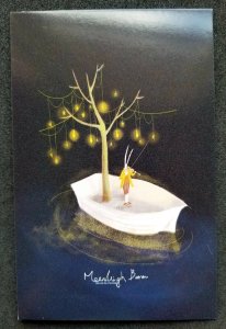 [AG] P713 Moonlight Bunny Music Boat Ship Tree (postcard) *glow in dark *New