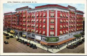 Postcard WV Hungtington - Hotel Frederick - Geo. H. Wright mens wear