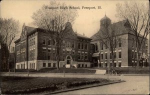 Freeport Ill IL High School c1910 Vintage Postcard