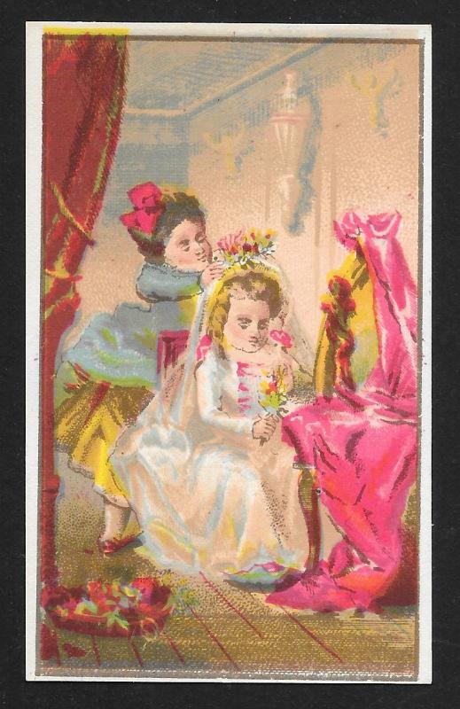 VICTORIAN TRADE CARDS (4) Stock Cards Dressed up Kids in Various Activities