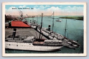 J92/ Galveston Texas Postcard c1910 Harbor Scene Ships Wharf 516