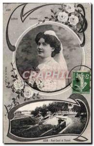 Old Postcard Agen Fatntaisie Female Hairstyle Gascon Canal Bridge and Tunnel