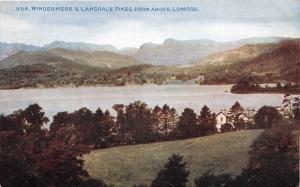 LOWOOD UK WINDERMERE & LANGDALE PIKES PHOTOCHROM CELESQUE POSTCARD 1910s