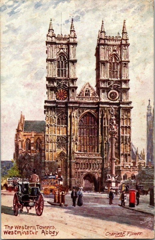 Tucks 7033 Westminster Abbey Western Towers Vintage Postcard G63