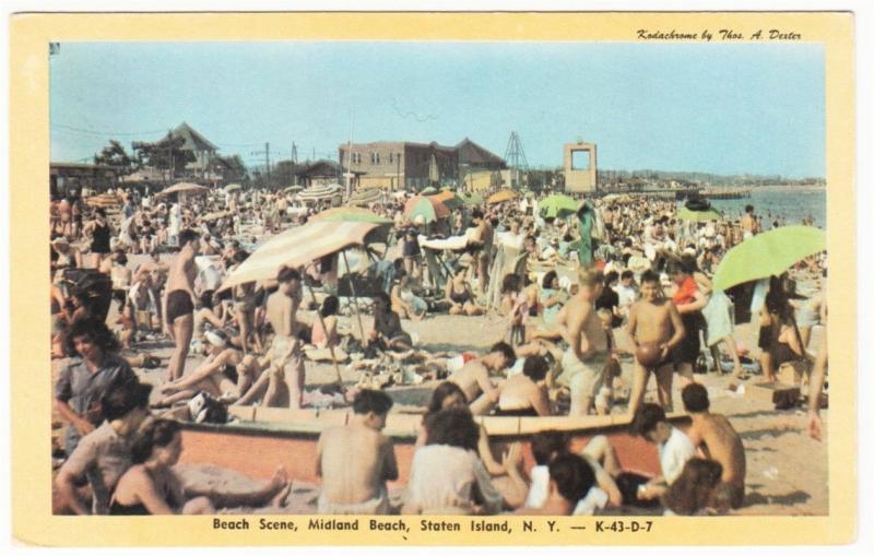 Staten Island NYC Midland Beach Postcard 1940s Chrome Published by Dexter