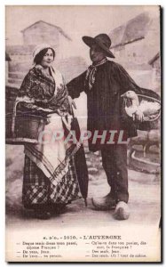 Old Postcard The Auvergne Couple Folklore Costume Duck Duck