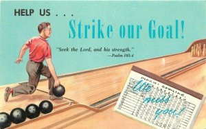 Artist impression Bowling Religion Church Invitation 1950s Postcard 21-7573