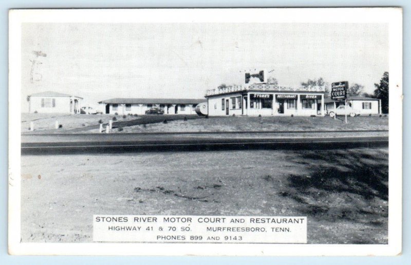 MURFREESBORO, Tennessee TN ~ Roadside STONES RIVER MOTOR COURT 1957  Postcard 