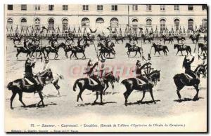 Old Postcard Horse Riding Equestrian Saumur Carrousel Doubling