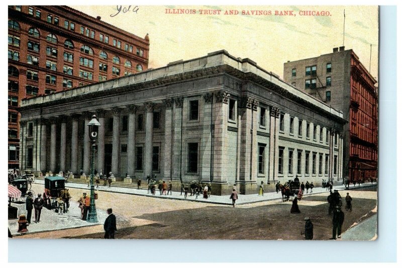 Illinois Trust Savings Bank Chicago 1907 Fayette Indiana Rare Station Postcard 
