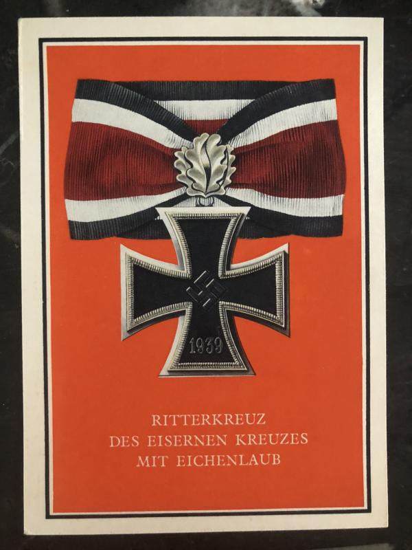 Mint Germany Patriotic Postcard Iron Knight's cross with oak leaves & swords