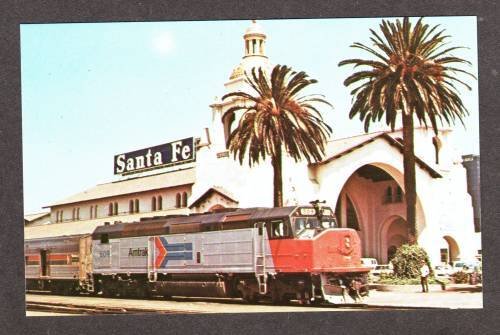 CA Amtrak Railroad Train Station Depot SAN DIEGO CALIFORNIA Calif Postcard RR PC