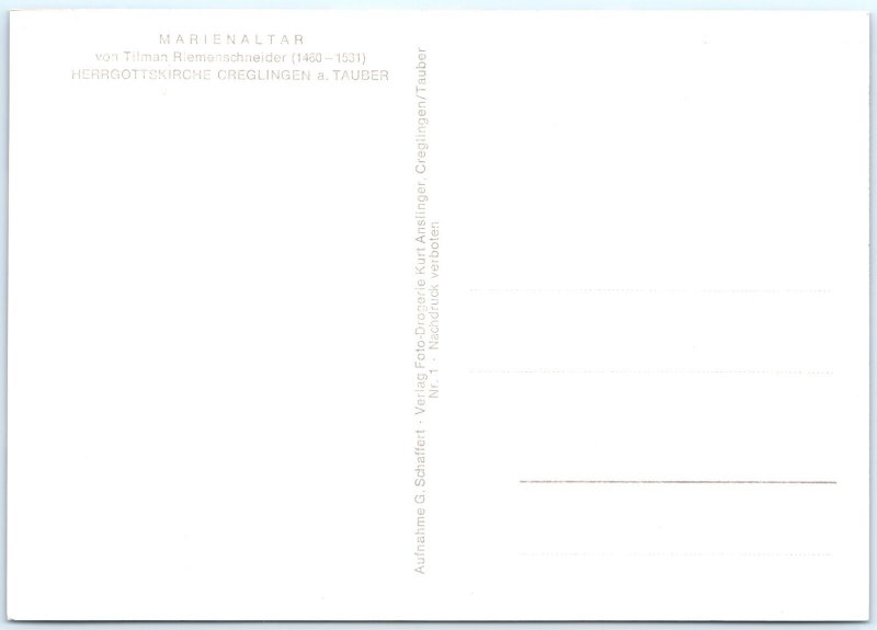 c1950s Creglingen Germany RPPC Marienaltar Church Altarpiece Riemenschneider M33