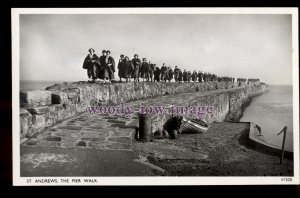 tp1755 - Scotland - University Students cross Pier, St.Andrew's, Fife - postcard