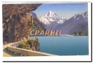 Switzerland Old Postcard Fluelen Axenstrasse mit und Bristestock