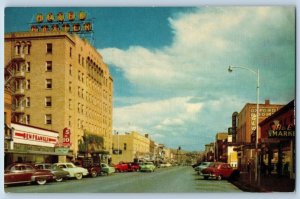 Bozeman Montana MT Postcard Main Street Looking East Road Buildings Cars c1960