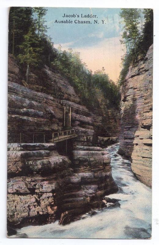 Ausable Chasm N.Y. Jacob's ladder 1914 Postcard Curteich