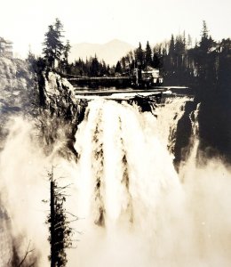 RPPC Snoqualmie Falls Washington 1920s Pacific NW Lodge Waterfall Ellis PCBG6F