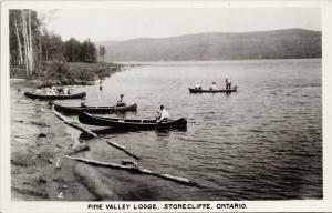 Pine Valley Lodge Stonecliffe Ontario ON Boats c1953 Real Photo Postcard D90