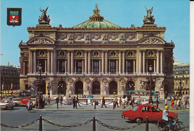 FRANCE PARIS THE OPERA HOUSE CONSTRUCTED BY CHARLES GARNIER DACIA CAR MOTORCYCLE