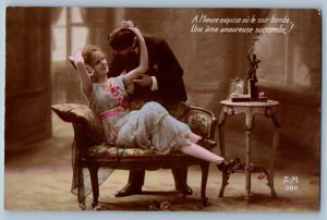 Romance Postcard RPPC Photo Sweet Couple 1918 Posted Antique