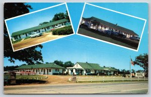 Owosso Michigan~Roadside M-21 Mel Manor Motel~1950s Cars~Postcard