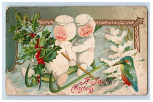 C.1910s Snow Babies Kids Sled Holly Winsch Postcard P11e