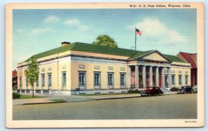 WARREN, OH Ohio ~ U.S. POST OFFICE c1940s Trumball County Linen Postcard