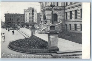 1905 Worcester Massachusetts Postcard City Hall Plaza Park Aerial View Buildings