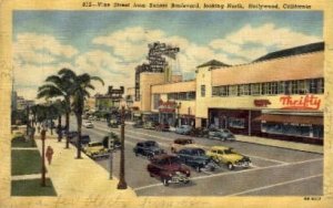 Vine Street from Sunset Boulevard - Hollywood, California CA  