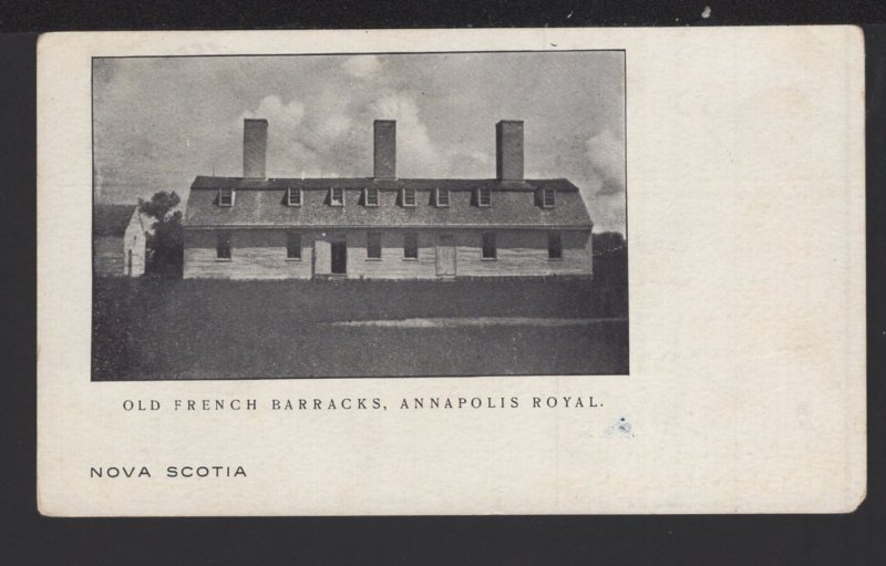 Nova Scotia ANNAPOLIS ROYAL Old French Barracks pm1906 Souvenir Post Card ~ DB