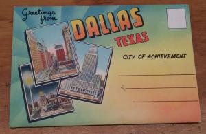 Dallas Texas Street Scenes Buildings Stadium Airport Postcard Folder J71295