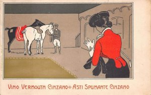 ASTI SPUMANTE VINO WINE ALCOHOL HORSES ITALY ADVERTISING POSTCARD (c. 1906)